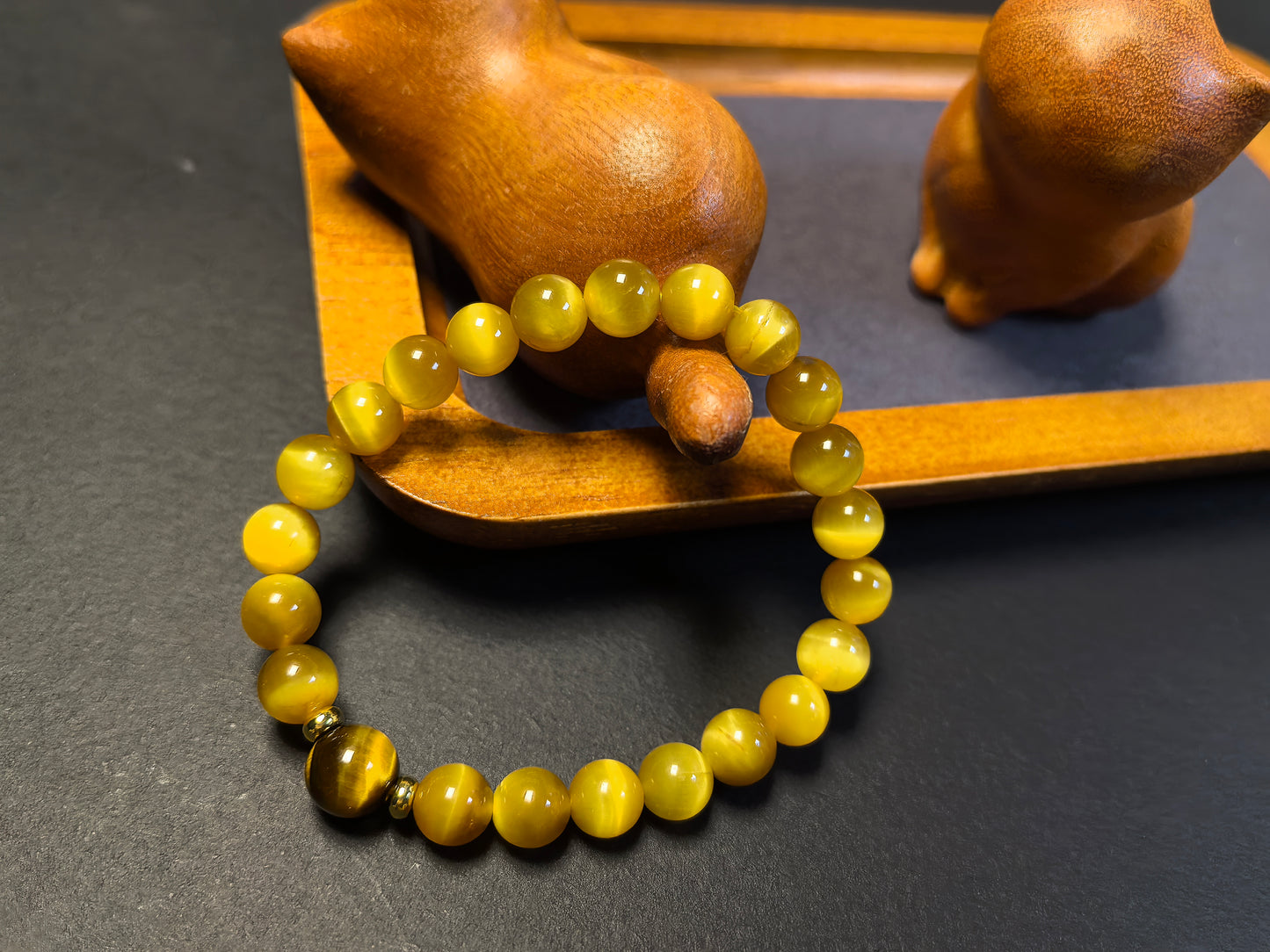 Qiu'er Jewelry Gold Tiger Eye Crystal Bracelet | Improve career luck | Enhance self-confidence | Healing energy bracelet | Citrine series bracelet