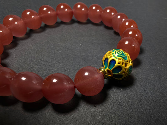 Qiu'er Jewelry Ice Red Nanhong: Red Lucky Guardian Bracelet | Auspicious and Festive | Chinese Jewelry | Nourishing the Body | Healing Energy Bracelet