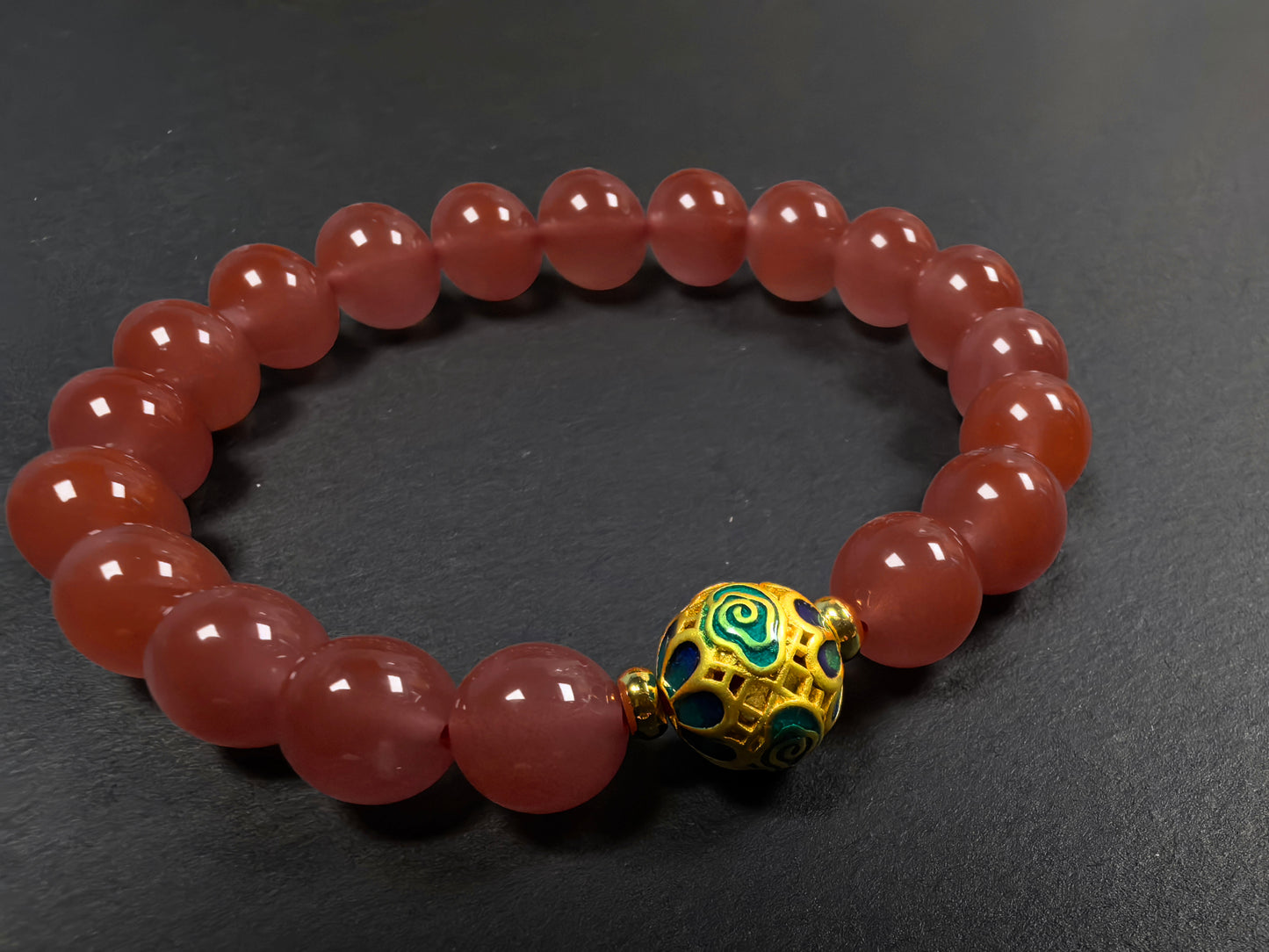 Qiu'er Jewelry Ice Red Nanhong: Red Lucky Guardian Bracelet | Auspicious and Festive | Chinese Jewelry | Nourishing the Body | Healing Energy Bracelet