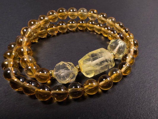 Qiu'er Jewelry Double Circle Citrine Bracelet: Attracts Wealth | Stone of Wealth | Stone of Merchants | Enhances Confidence | Healing Energy Bracelet