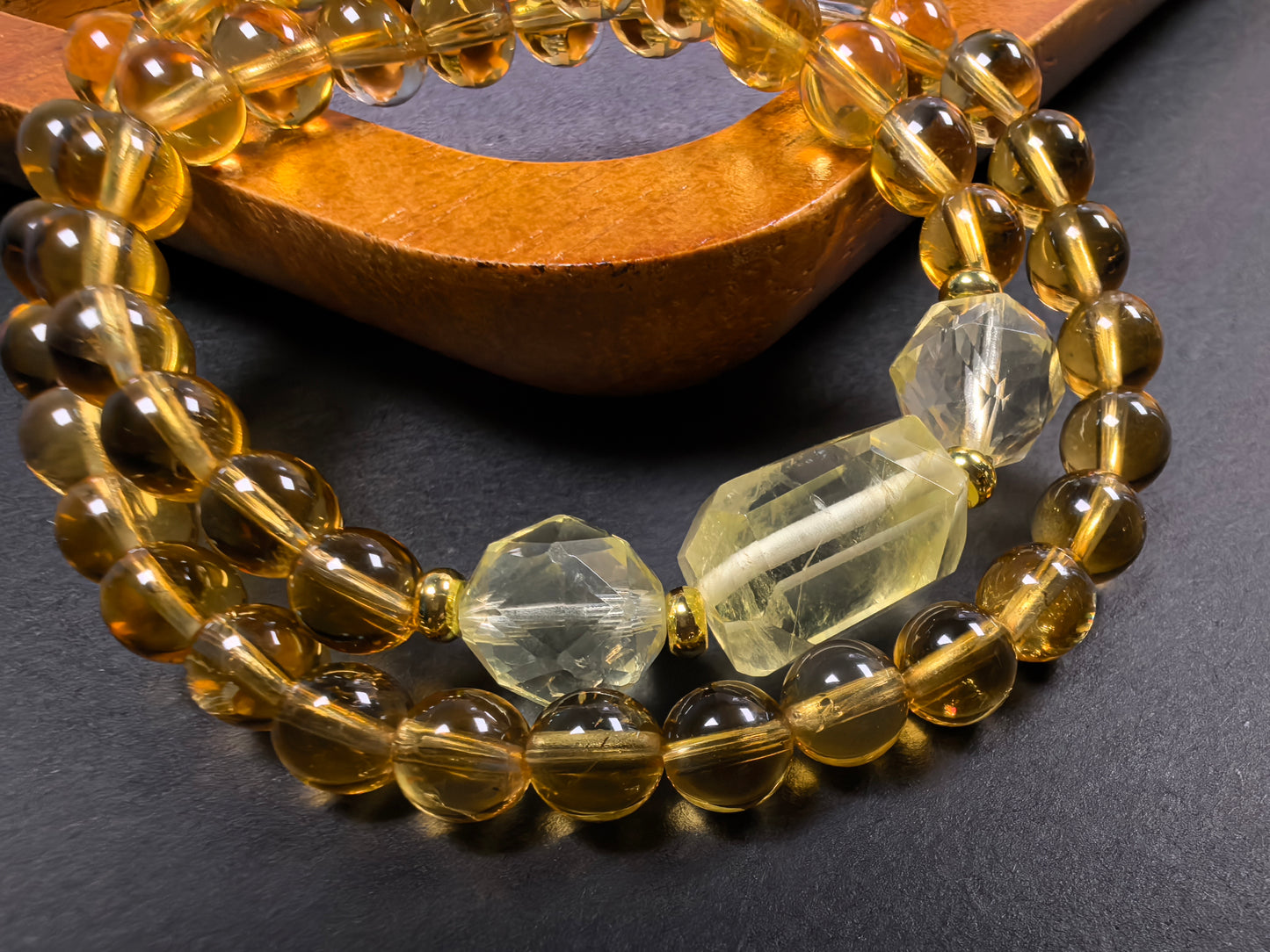 Qiu'er Jewelry Double Circle Citrine Bracelet: Attracts Wealth | Stone of Wealth | Stone of Merchants | Enhances Confidence | Healing Energy Bracelet