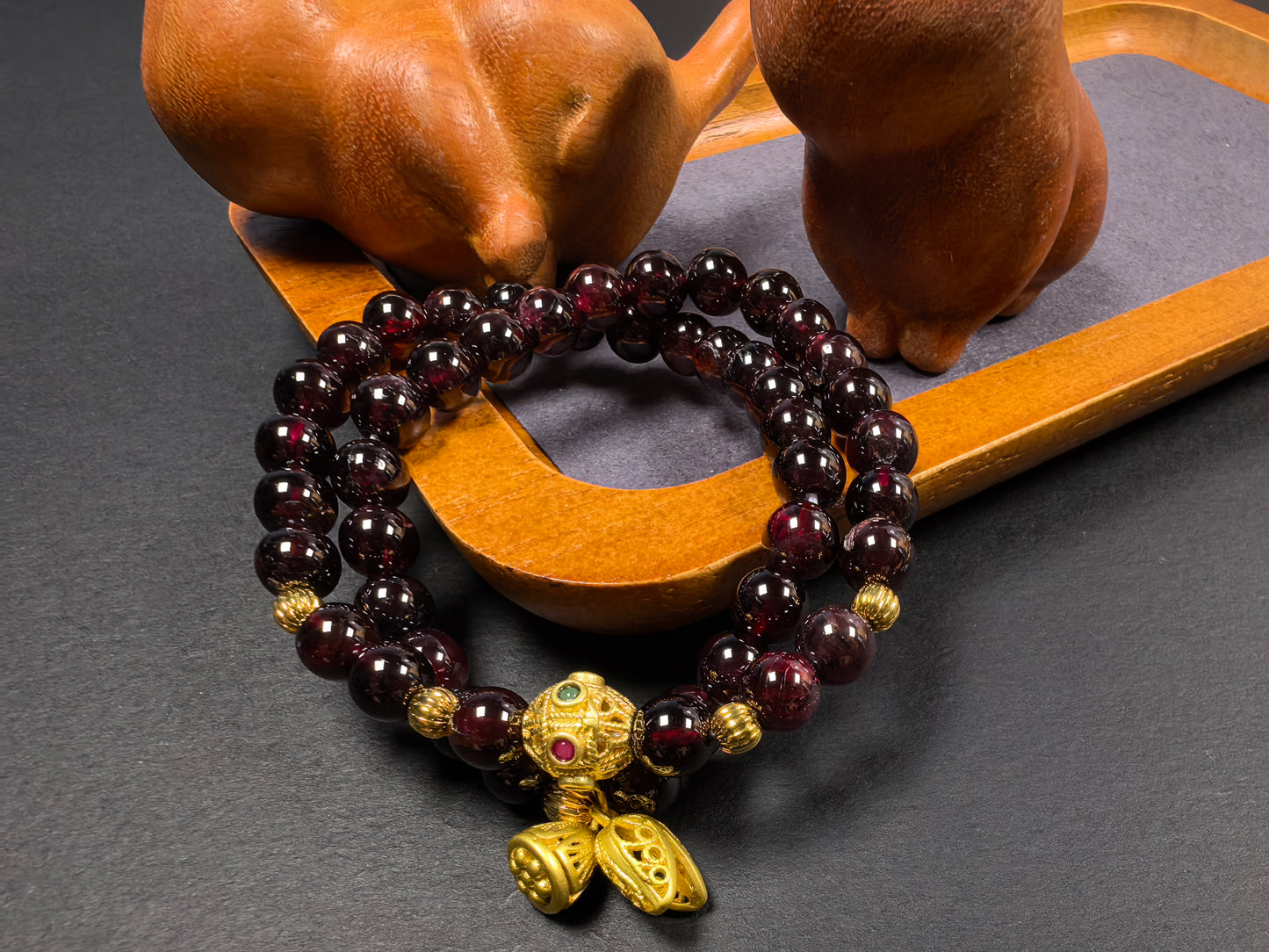 Qiu'er Jewelry · Double Circle Garnet Energy Bracelet | Women's Stone | Healing Energy Bracelet